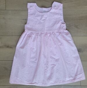 Princess Linens Pink Gingham Seersucker Sun Dress Pleated Girls Size 5 Preppy